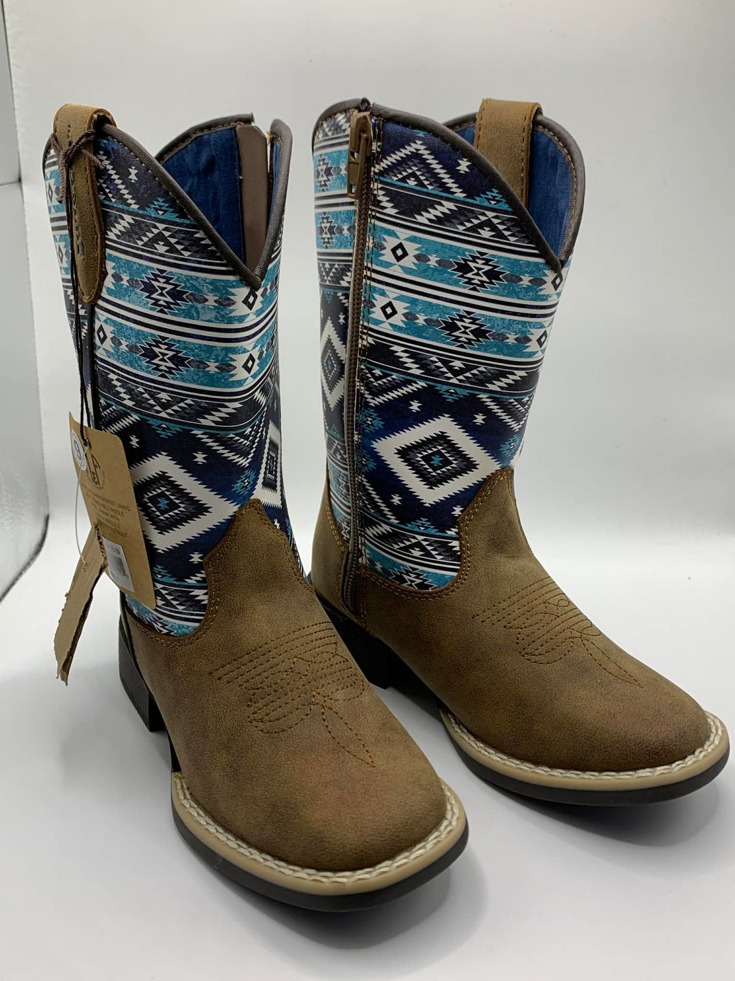 Kids Brown and Blue Boots