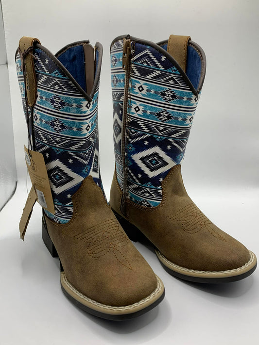 Kids Brown and Blue Boots