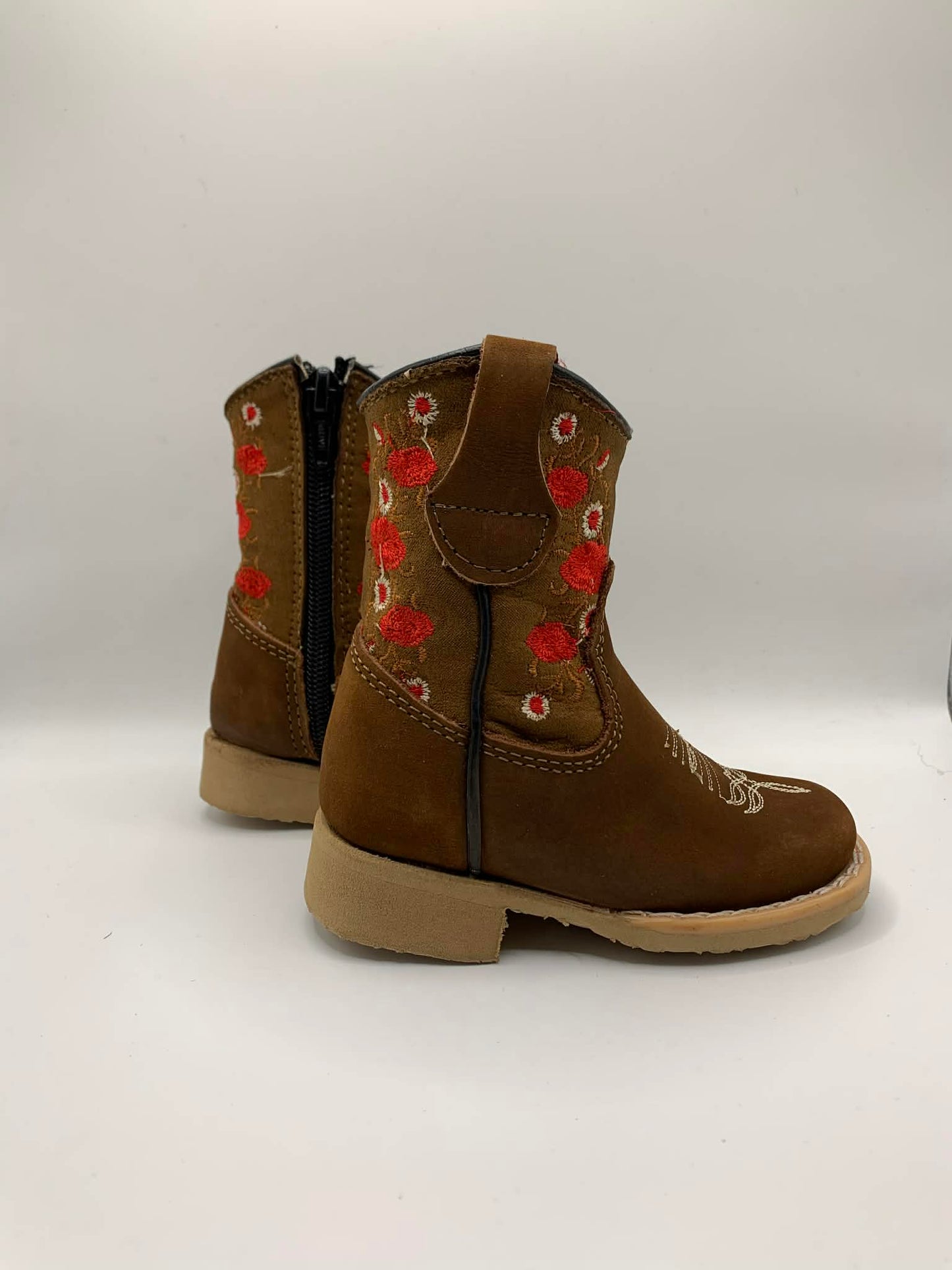 Baby Brown Boots With Red Roses