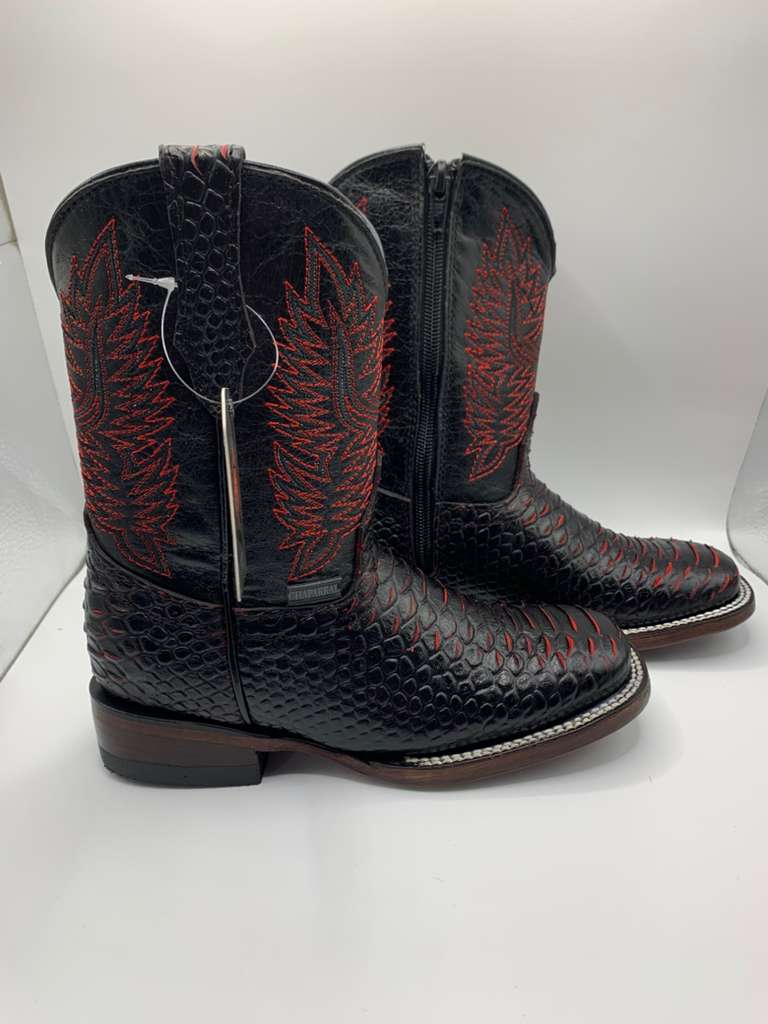 Chaparral Boots Imitacion Piton Negro/Rojo