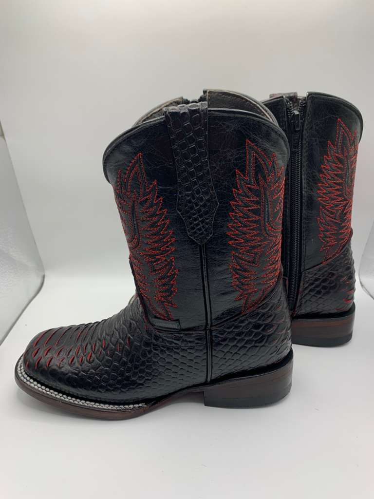 Chaparral Boots Imitacion Piton Negro/Rojo