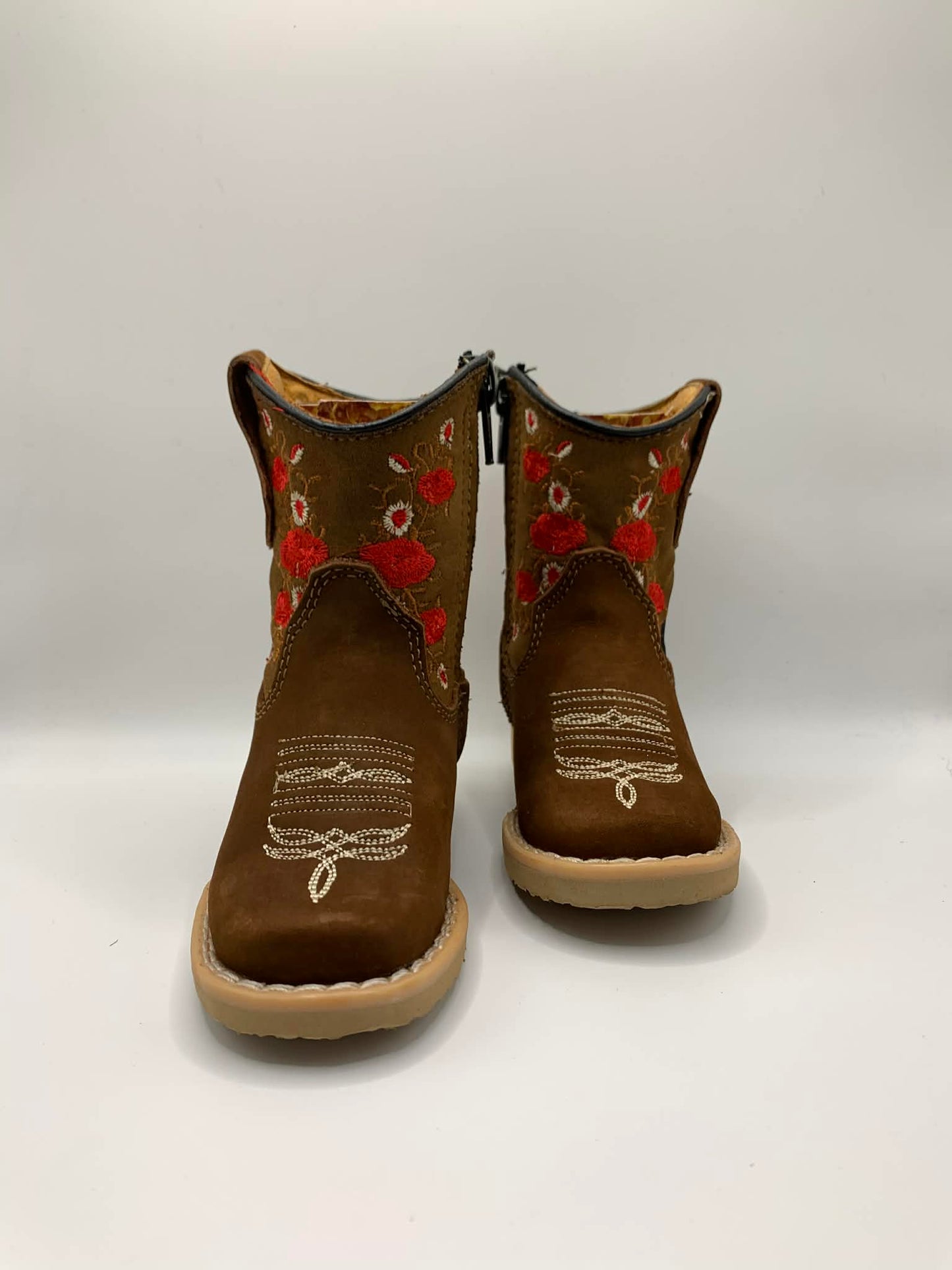 Baby Brown Boots With Red Roses