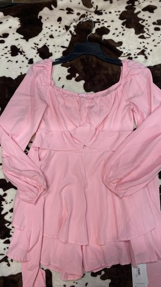 pink long sleeve romper