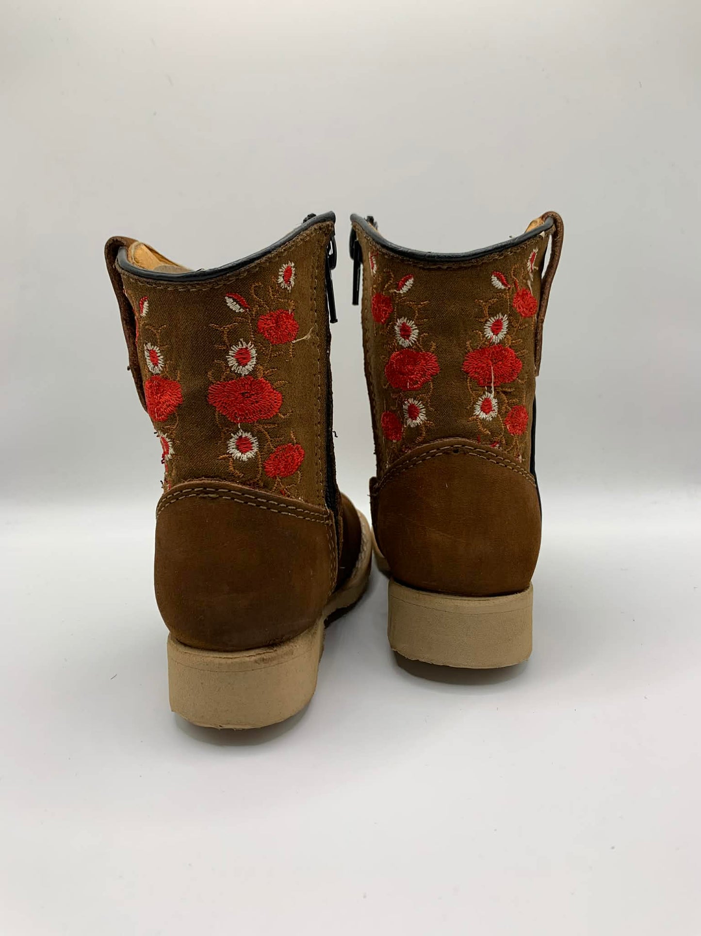 Baby Brown Boots With Red Roses
