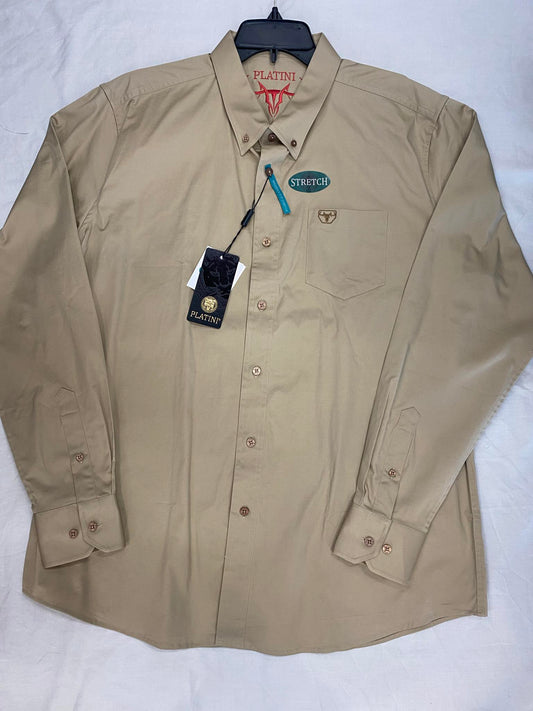 Platini Beige Men Dress Shirt
